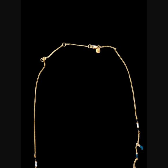 Madewell Gold Tone Seed Bead Fringe Small Tassel Dainty 28" Long Necklace - Picture 6 of 11